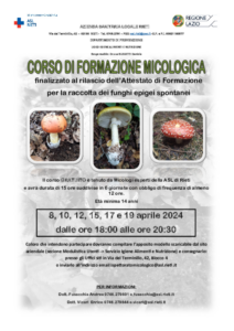CORSO PER RACCOGLITORI DI FUNGHI EPIGEI SPONTANEI