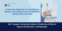 IL SERVIZIO AMBUFEST SI TRASFERISCE PRESSO I POLIAMBULATORI DEL PRESIDIO OSPEDALIERO DE LELLIS