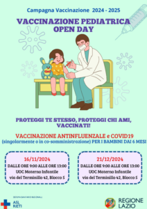 Campagna antinfluenzale: due Open Day dedicati alla vaccinazione pediatrica